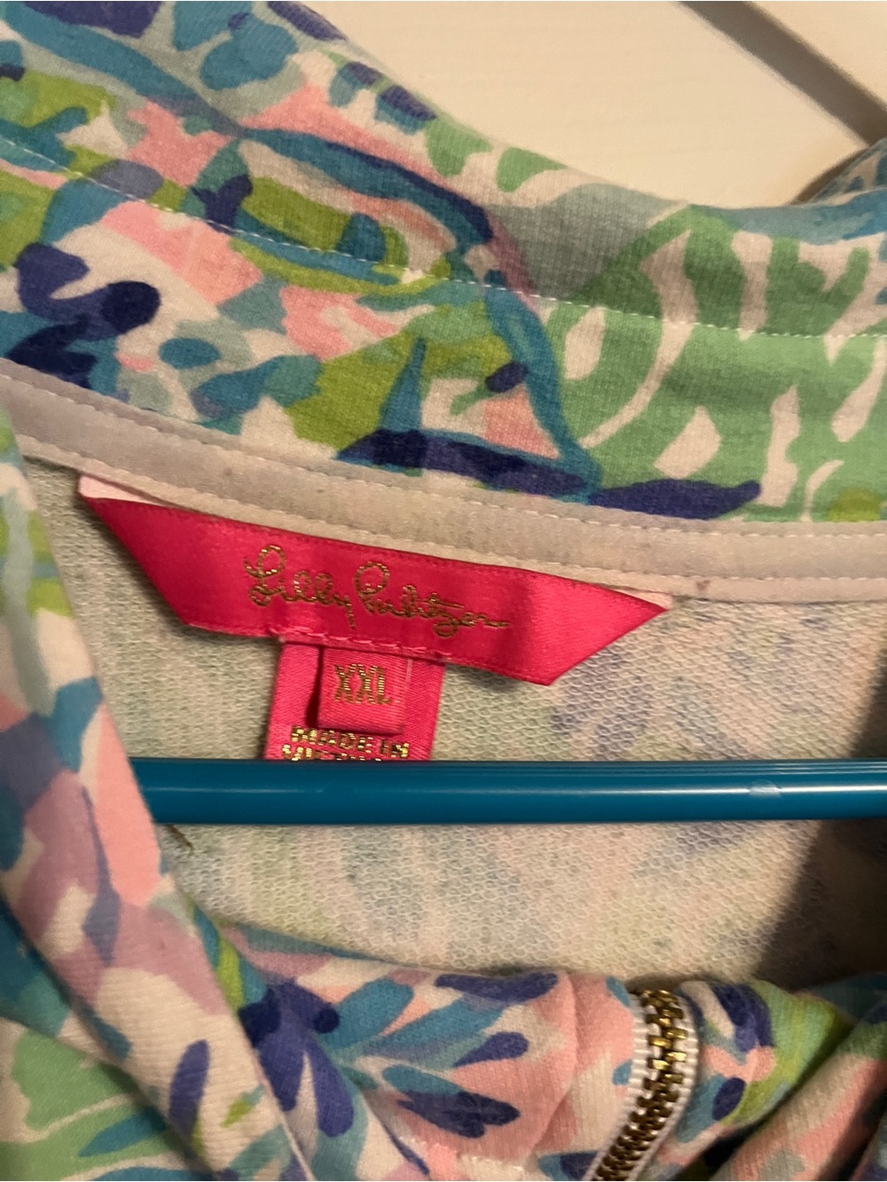 Lilly Pulitzer Pastel Floral Zip-Front Utility Jacket - Blue, Green, Pink - Picture 4 of 4